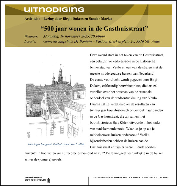 11 november - lezing LGOG : "500 jaar wonen in de Gasthuisstraat"