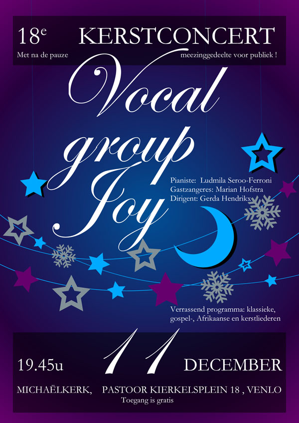 11 december - kerstconcert Vocal Group JOY